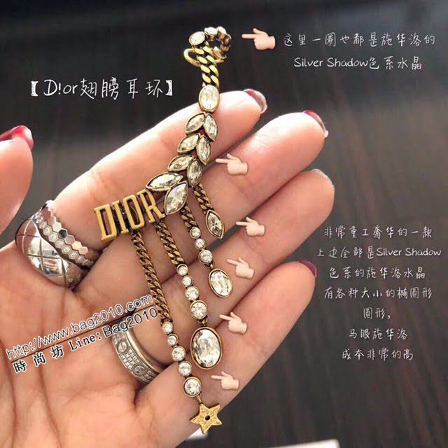 Dior新款飾品 迪奧大小馬眼Silver Shadow耳環 Dior翅膀流蘇吊墜耳釘  zglv2160